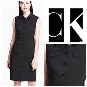 🌺Calvin Klein Navy Blue Sleeveless Shirt Dress.